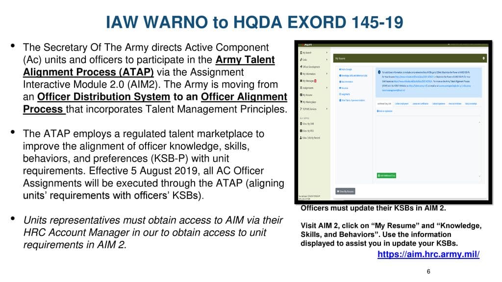 army officer assignment interactive module